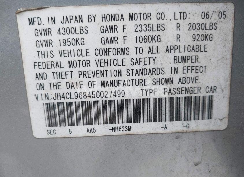 Photo 13 of 2005 Acura Tsx N/A (VIN JH4CL96845C027499)