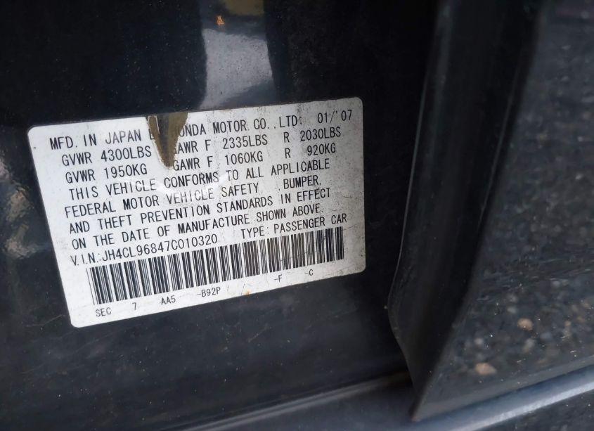 Photo 9 of 2007 Acura Tsx N/A (VIN JH4CL96847C010320)