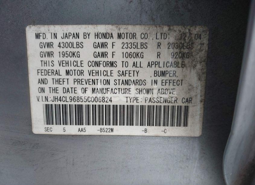 Photo 9 of 2005 Acura Tsx N/A (VIN JH4CL96855C006824)