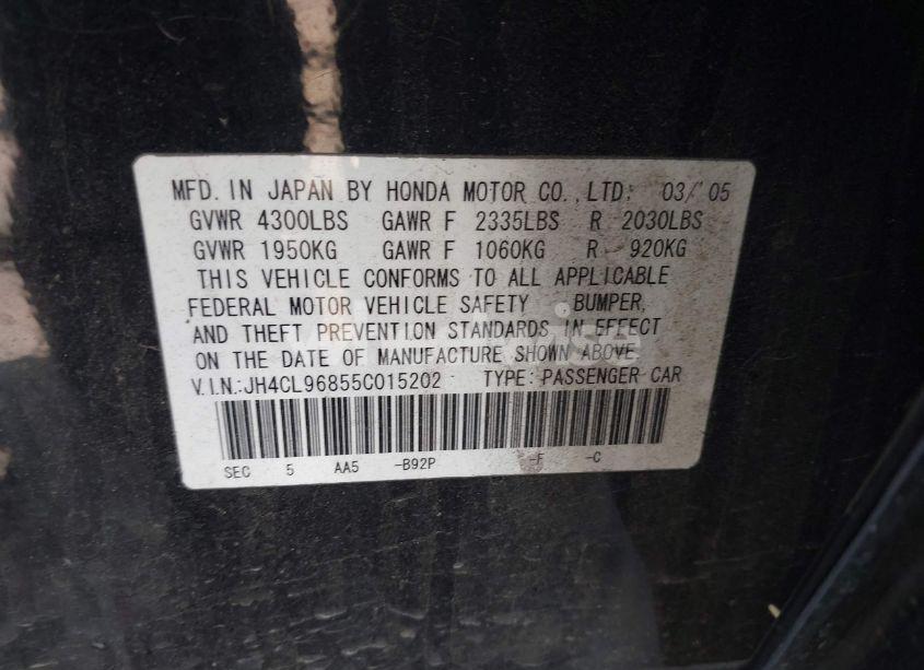 Photo 9 of 2005 Acura Tsx N/A (VIN JH4CL96855C015202)