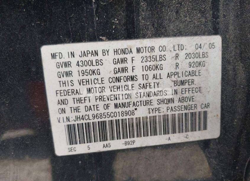 Photo 9 of 2005 Acura Tsx N/A (VIN JH4CL96855C018908)