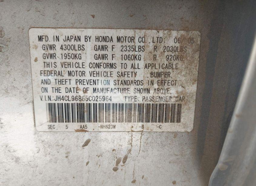 Photo 9 of 2005 Acura Tsx N/A (VIN JH4CL96865C025964)