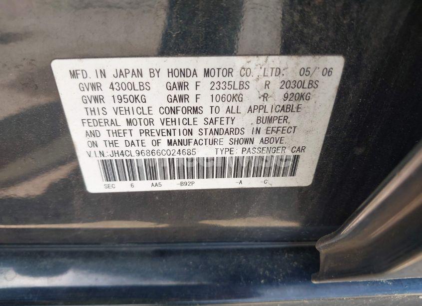 Photo 9 of 2006 Acura Tsx N/A (VIN JH4CL96866C024685)