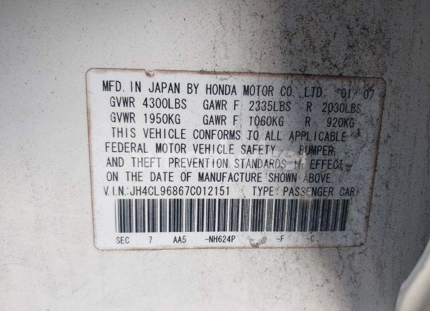 Photo 9 of 2007 Acura Tsx N/A (VIN JH4CL96867C012151)