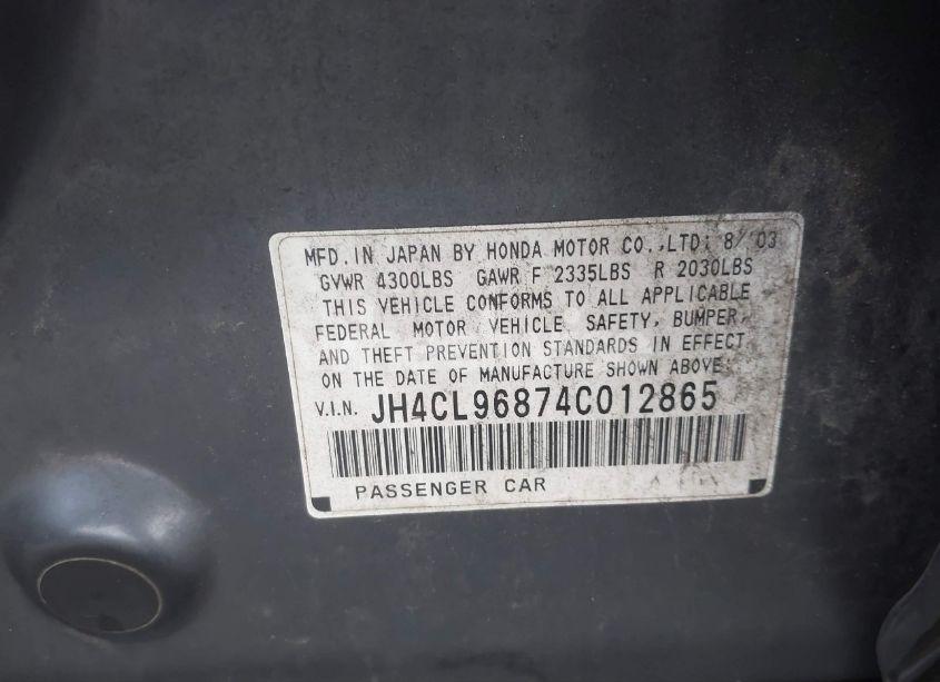Photo 9 of 2004 Acura Tsx N/A (VIN JH4CL96874C012865)