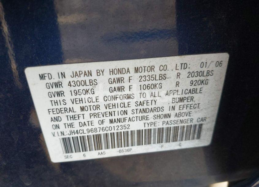 Photo 9 of 2006 Acura Tsx N/A (VIN JH4CL96876C012352)