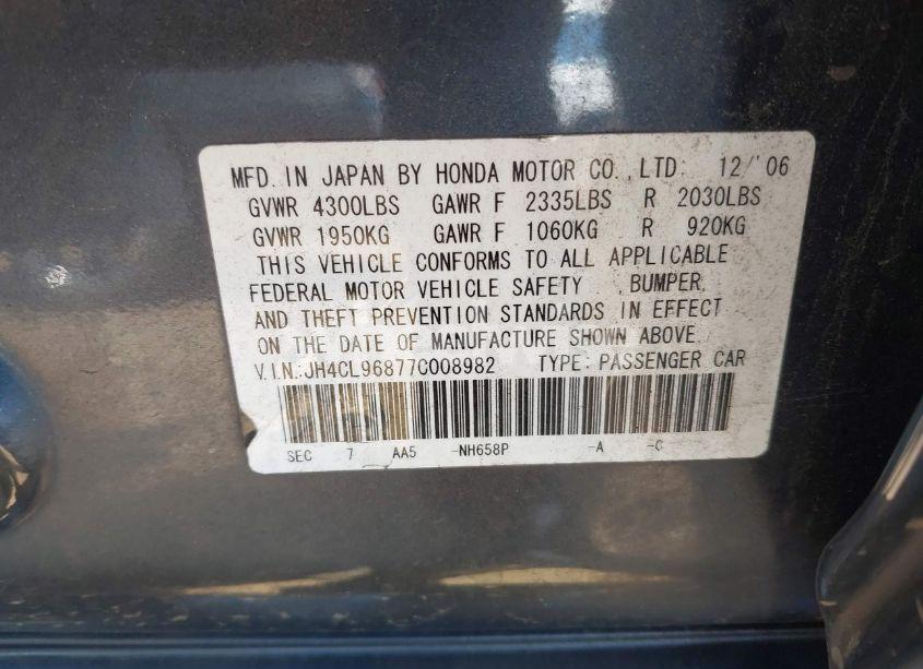 Photo 9 of 2007 Acura Tsx N/A (VIN JH4CL96877C008982)