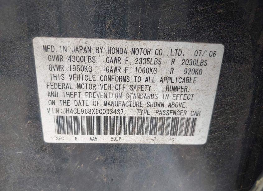 Photo 9 of 2006 Acura Tsx N/A (VIN JH4CL968X6C033437)