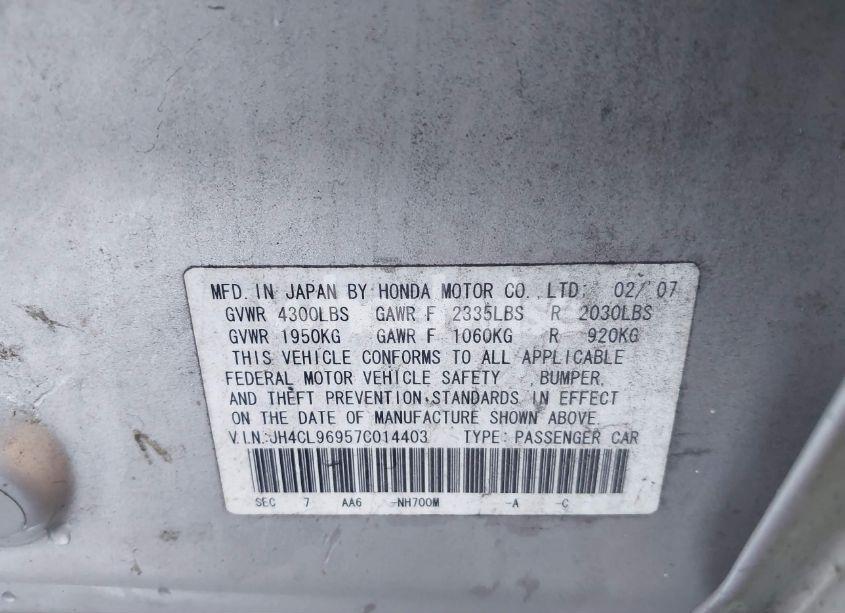 Photo 9 of 2007 Acura Tsx N/A (VIN JH4CL96957C014403)