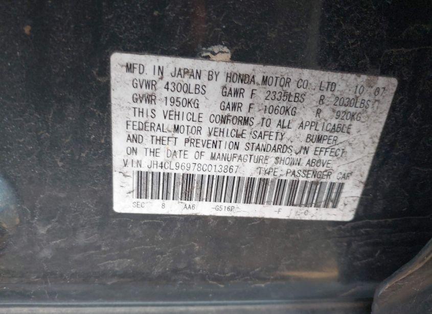 Photo 9 of 2008 Acura Tsx N/A (VIN JH4CL96978C013867)