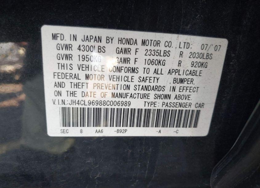 Photo 9 of 2008 Acura Tsx N/A (VIN JH4CL96988C006989)