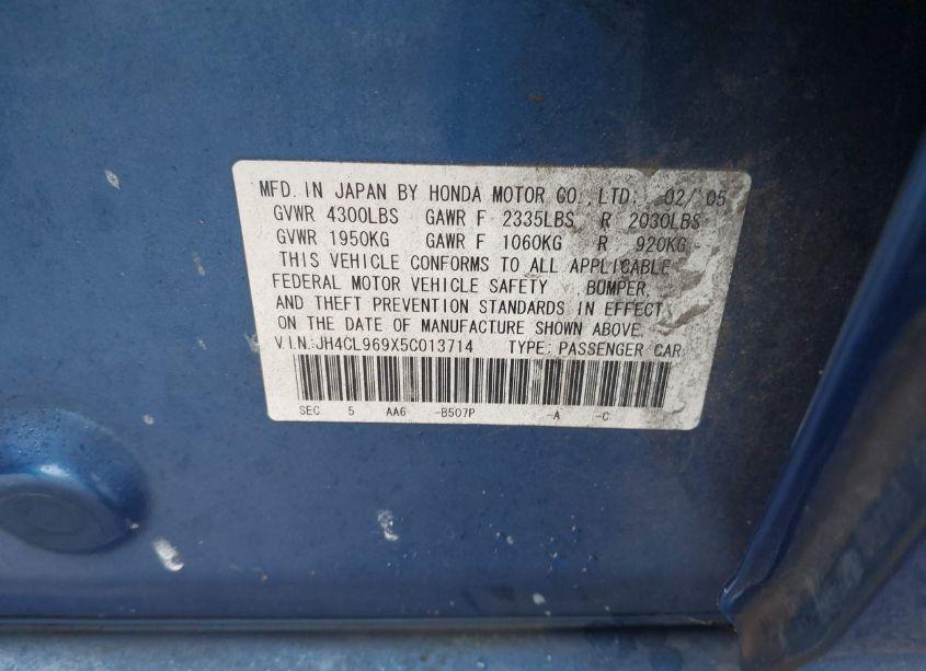 Photo 9 of 2005 Acura Tsx N/A (VIN JH4CL969X5C013714)