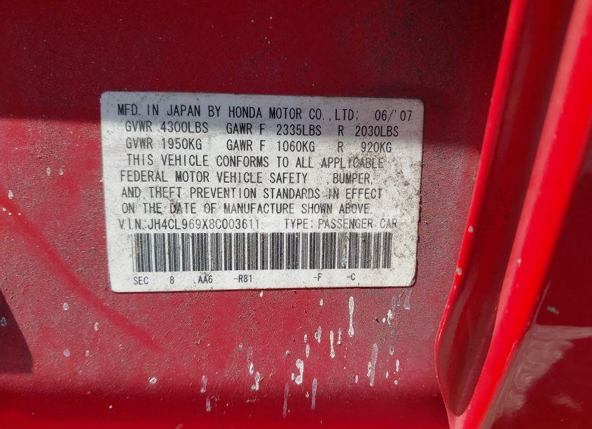 Photo 9 of 2008 Acura Tsx N/A (VIN JH4CL969X8C003611)