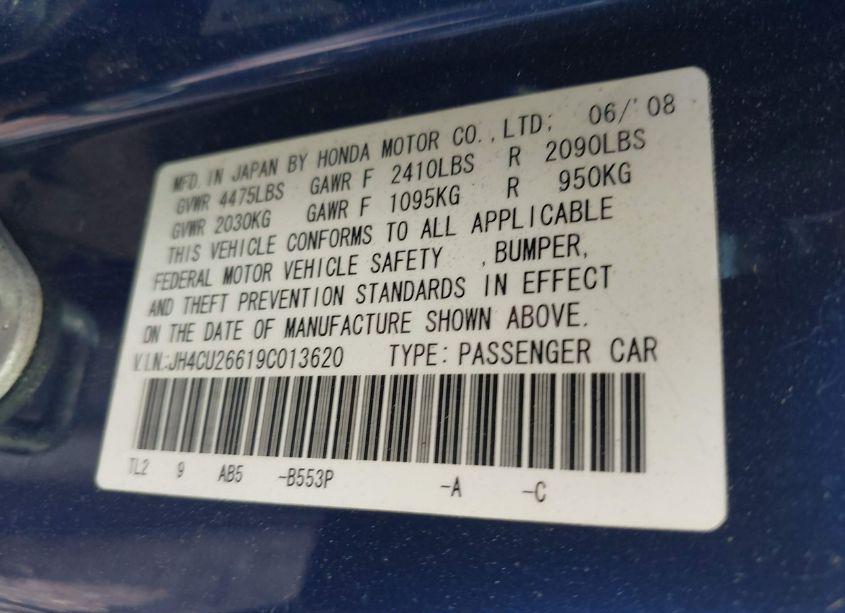 Photo 9 of 2009 Acura Tsx (VIN JH4CU26619C013620)