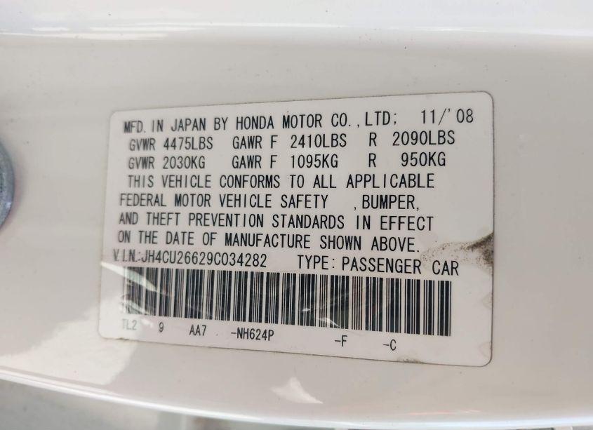 Photo 9 of 2009 Acura Tsx (VIN JH4CU26629C034282)