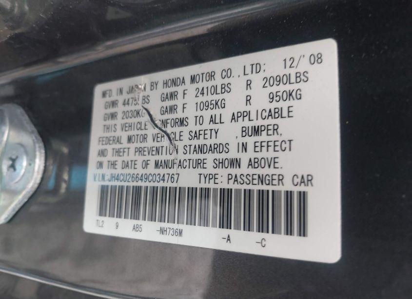 Photo 9 of 2009 Acura Tsx (VIN JH4CU26649C034767)
