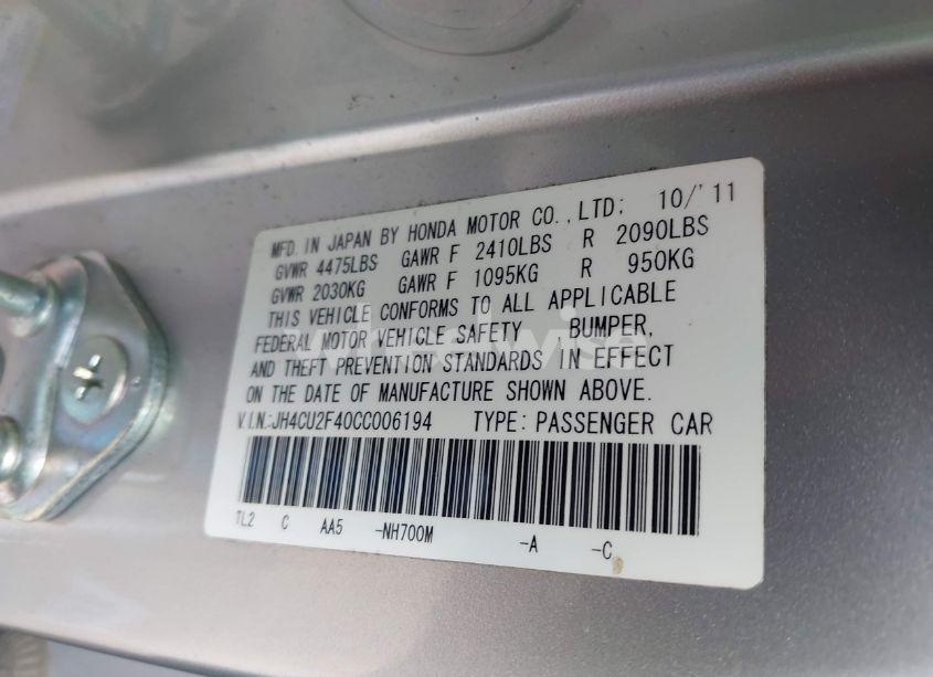 Photo 9 of 2012 Acura Tsx 2.4 (VIN JH4CU2F40CC006194)
