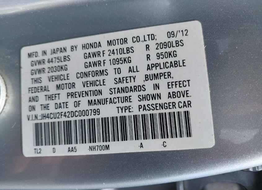 Photo 9 of 2013 Acura Tsx 2.4 (VIN JH4CU2F42DC000799)