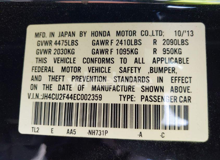 Photo 9 of 2014 Acura Tsx 2.4 (VIN JH4CU2F44EC002359)