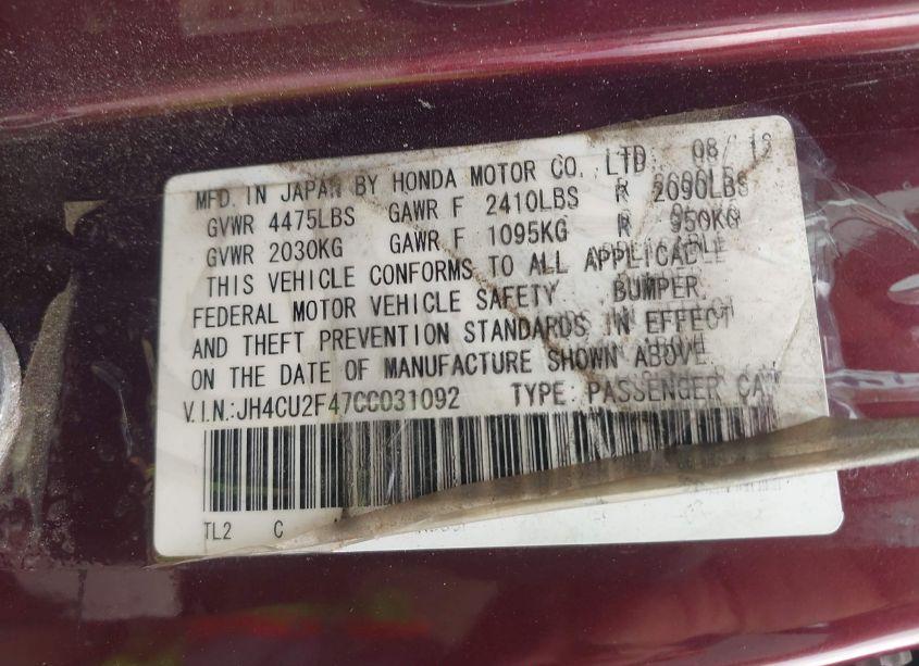 Photo 9 of 2012 Acura Tsx 2.4 (VIN JH4CU2F47CC031092)