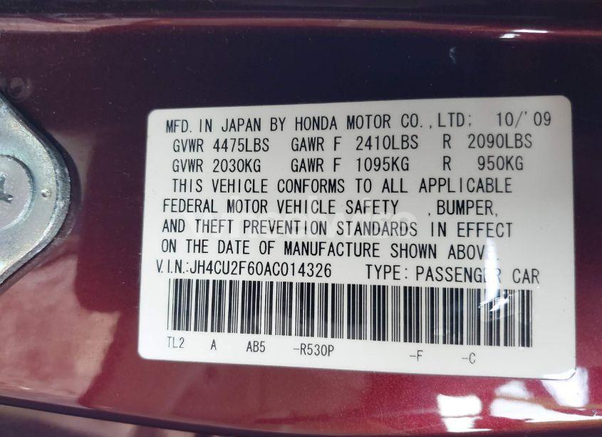 Photo 9 of 2010 Acura Tsx 2.4/2.4 (A5) (VIN JH4CU2F60AC014326)