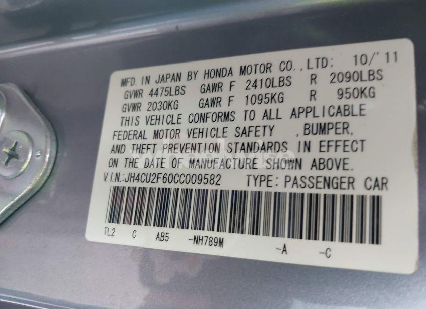 Photo 9 of 2012 Acura Tsx 2.4 (VIN JH4CU2F60CC009582)