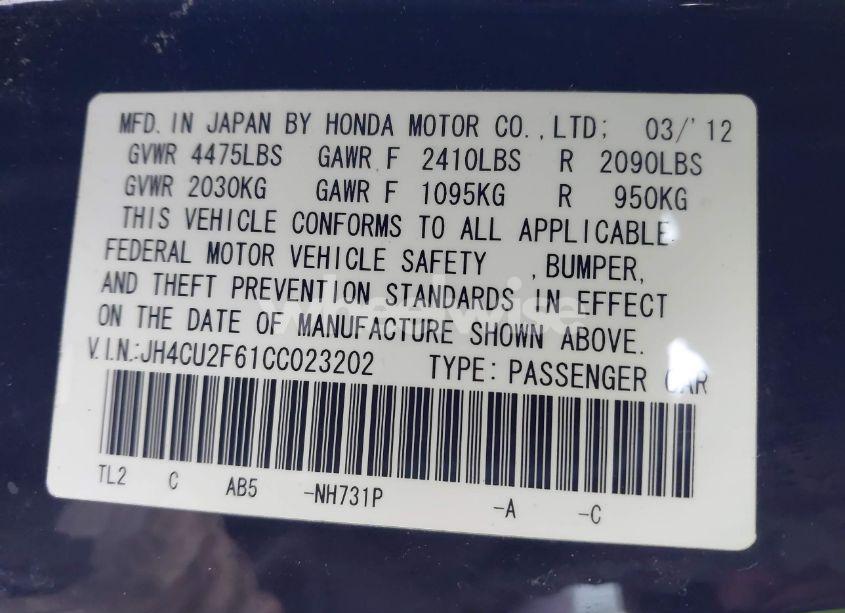 Photo 9 of 2012 Acura Tsx 2.4 (VIN JH4CU2F61CC023202)