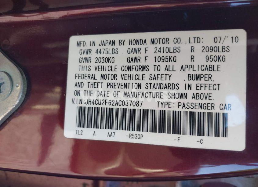 Photo 9 of 2010 Acura Tsx 2.4/2.4 (A5) (VIN JH4CU2F62AC037087)