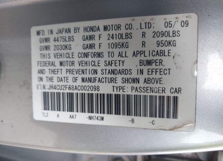 Photo 9 of 2010 Acura Tsx 2.4/2.4 (A5) (VIN JH4CU2F68AC002098)