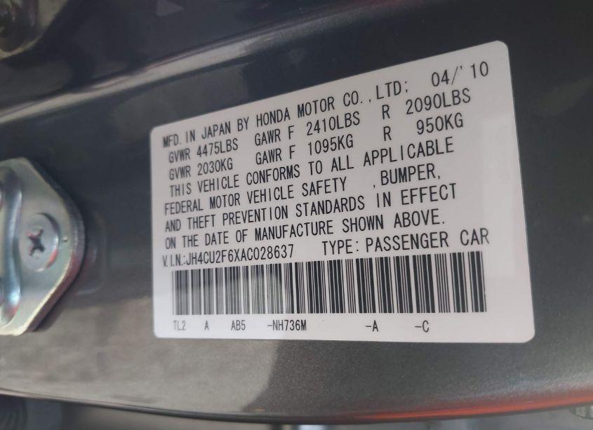 Photo 9 of 2010 Acura Tsx 2.4/2.4 (A5) (VIN JH4CU2F6XAC028637)