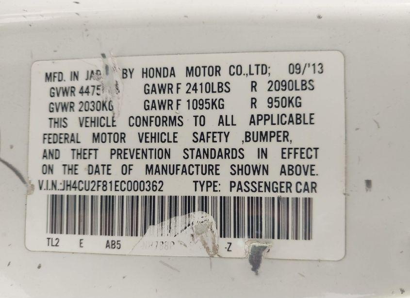 Photo 9 of 2014 Acura Tsx 2.4 (VIN JH4CU2F81EC000362)