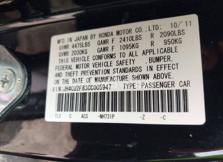Photo 9 of 2012 Acura Tsx 2.4 (VIN JH4CU2F83CC005947)