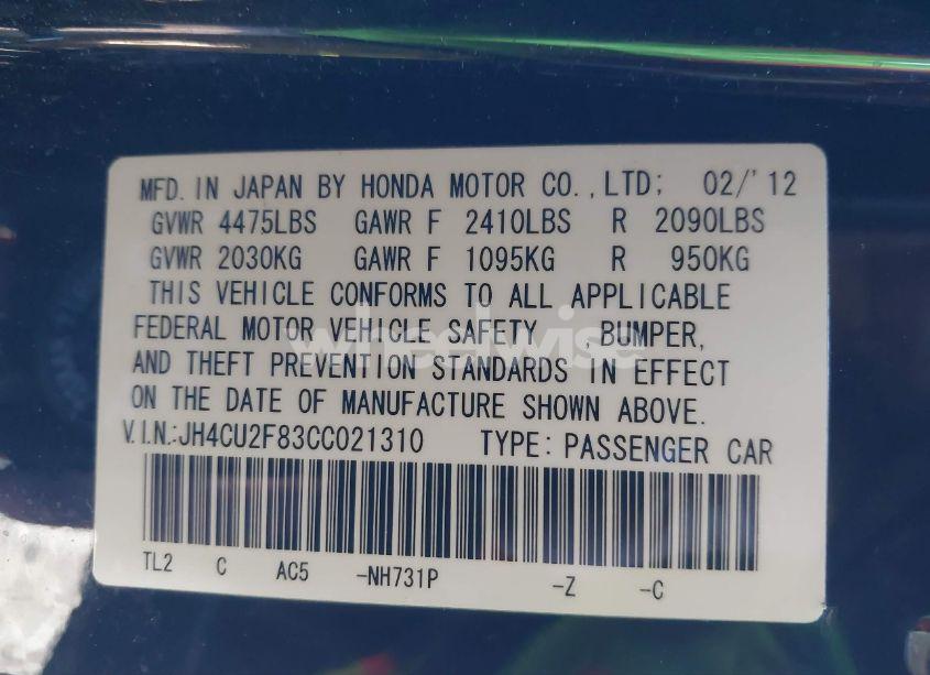 Photo 9 of 2012 Acura Tsx 2.4 (VIN JH4CU2F83CC021310)