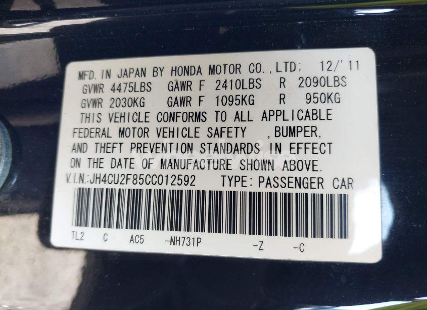 Photo 9 of 2012 Acura Tsx 2.4 (VIN JH4CU2F85CC012592)