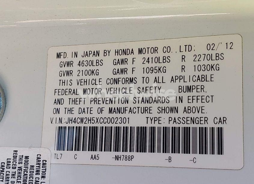 Photo 9 of 2012 Acura Tsx 2.4 (VIN JH4CW2H5XCC002301)