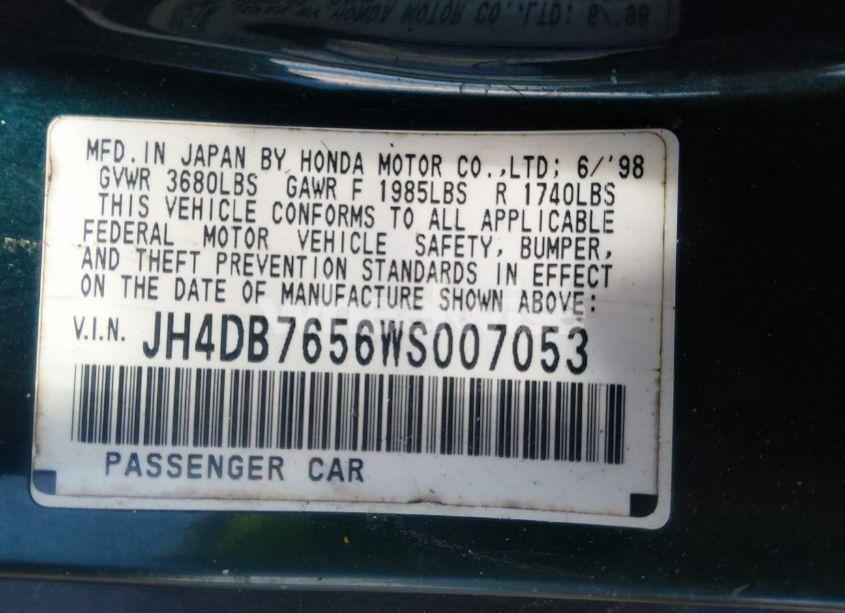 Photo 9 of 1998 Acura Integra LS (VIN JH4DB7656WS007053)