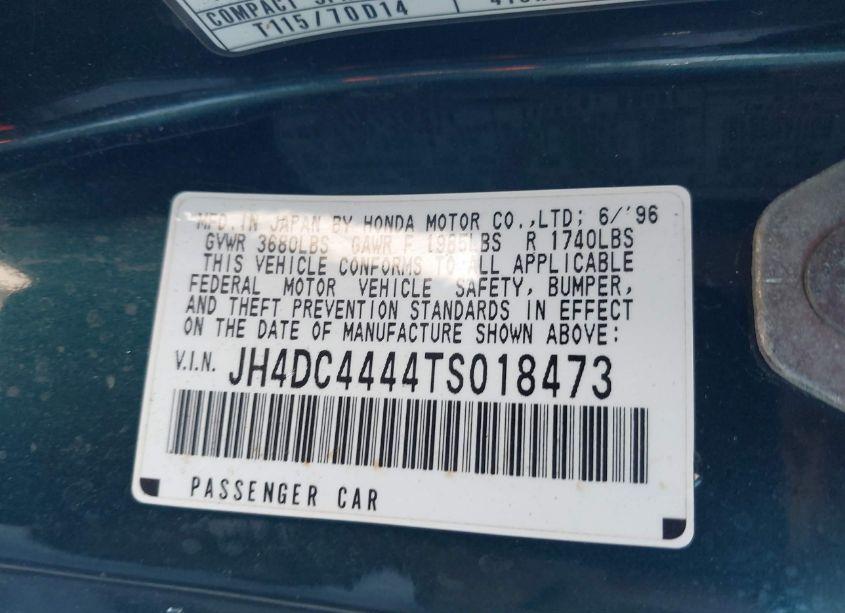 Photo 9 of 1996 Acura Integra RS (VIN JH4DC4444TS018473)