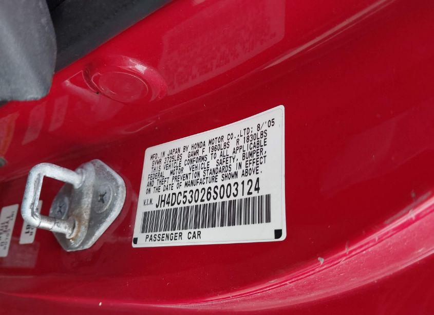 Photo 9 of 2006 Acura Rsx TYPE S (VIN JH4DC53026S003124)