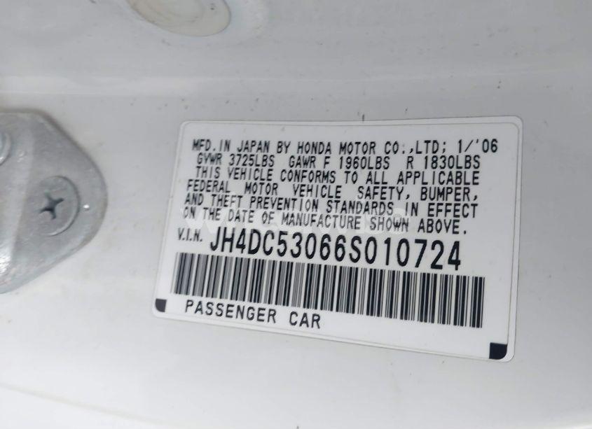 Photo 9 of 2006 Acura Rsx TYPE S (VIN JH4DC53066S010724)