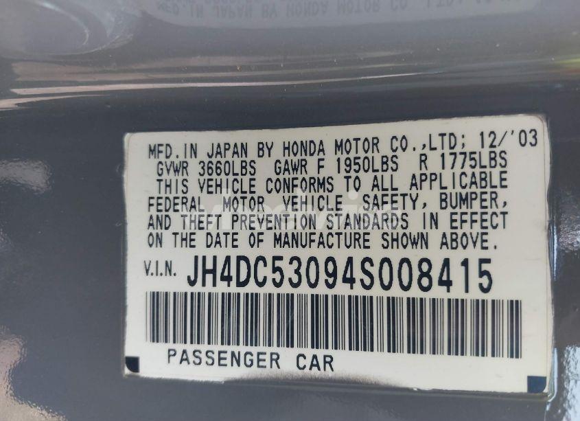 Photo 9 of 2004 Acura Rsx TYPE S (VIN JH4DC53094S008415)