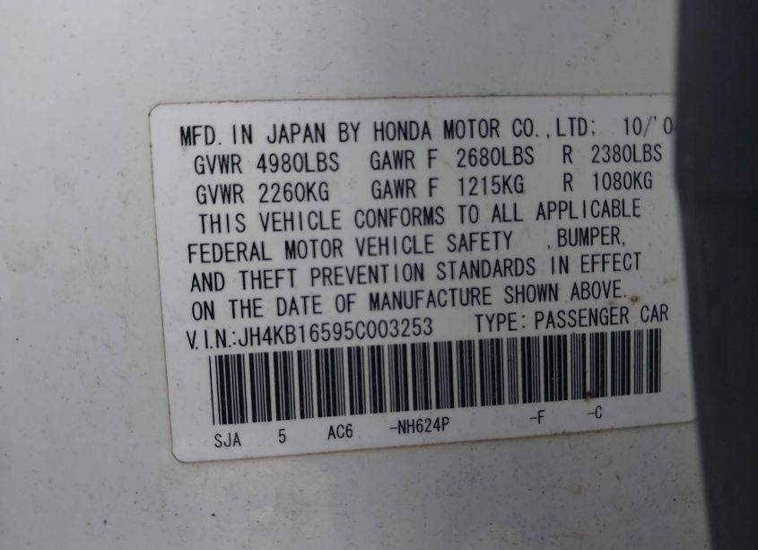 Photo 9 of 2005 Acura Rl 3.5 (VIN JH4KB16595C003253)