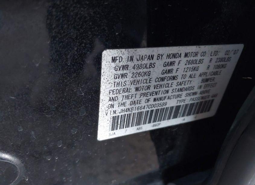 Photo 9 of 2007 Acura Rl 3.5 (VIN JH4KB16647C003589)