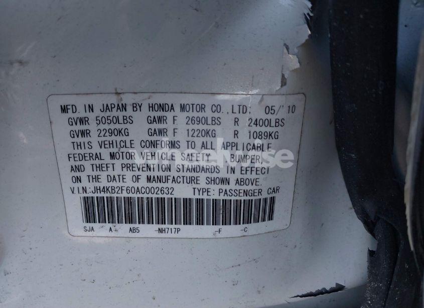 Photo 9 of 2010 Acura Rl 3.7 (VIN JH4KB2F60AC002632)