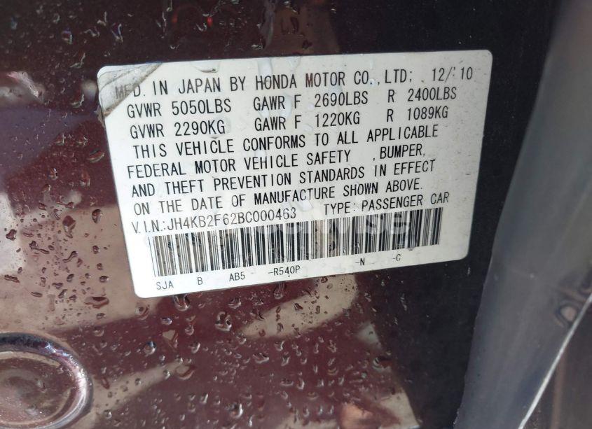 Photo 9 of 2011 Acura Rl 3.7 (VIN JH4KB2F62BC000463)