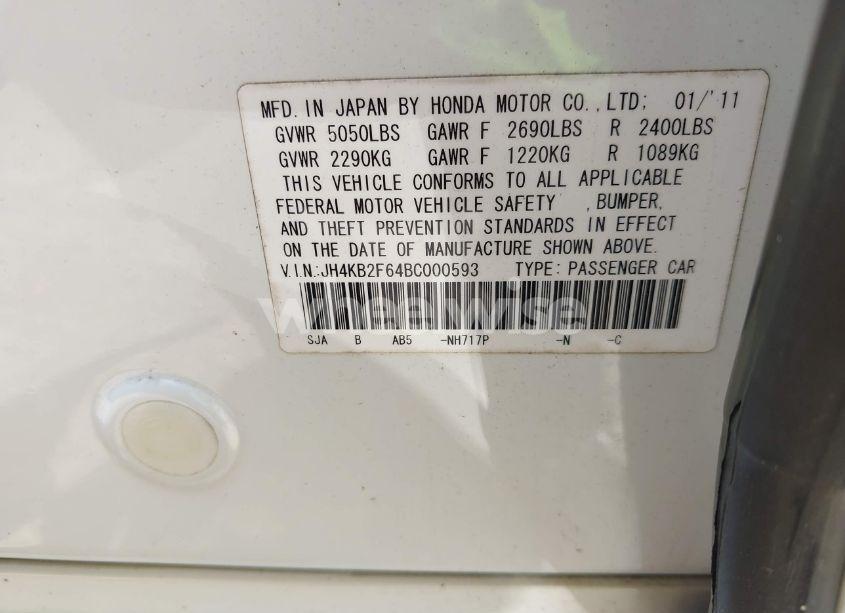 Photo 9 of 2011 Acura Rl 3.7 (VIN JH4KB2F64BC000593)