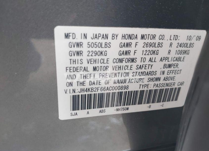 Photo 9 of 2010 Acura Rl 3.7 (VIN JH4KB2F66AC000898)