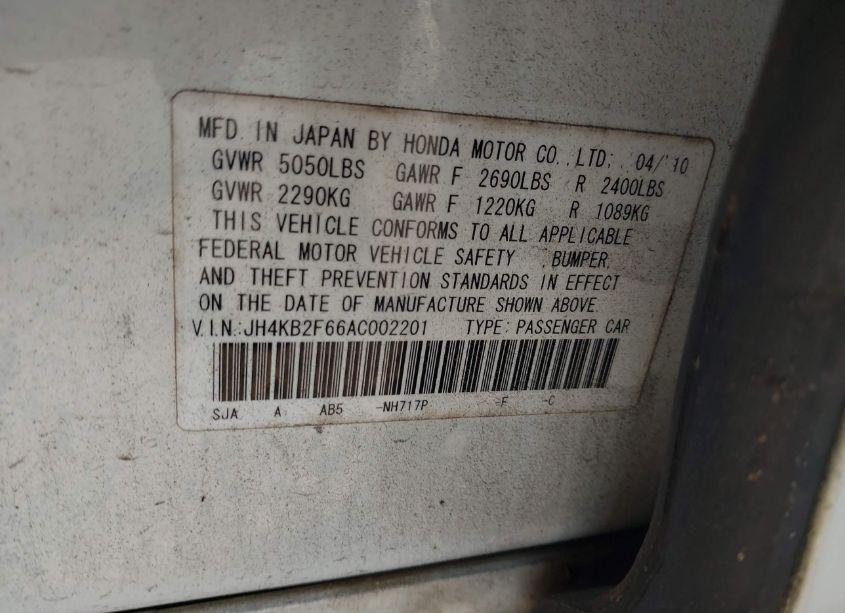 Photo 9 of 2010 Acura Rl 3.7 (VIN JH4KB2F66AC002201)