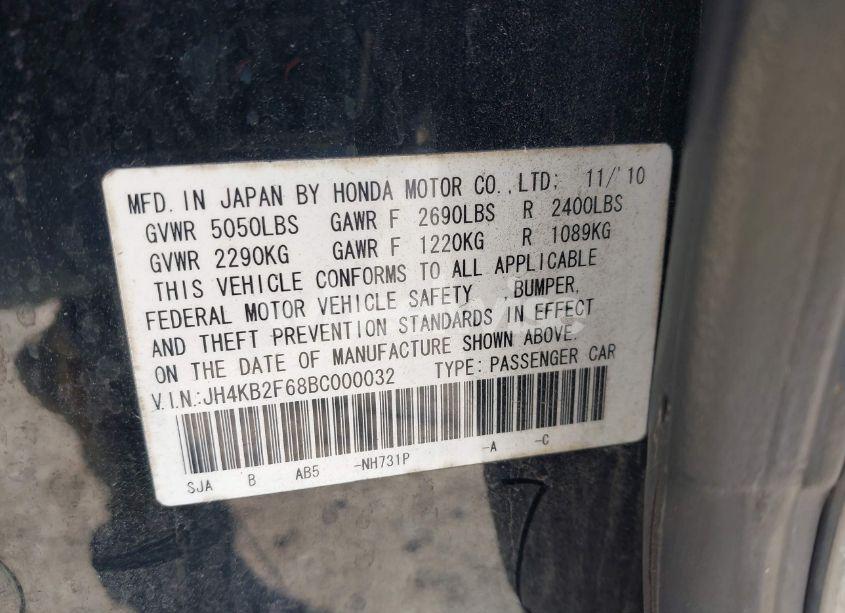 Photo 9 of 2011 Acura Rl 3.7 (VIN JH4KB2F68BC000032)