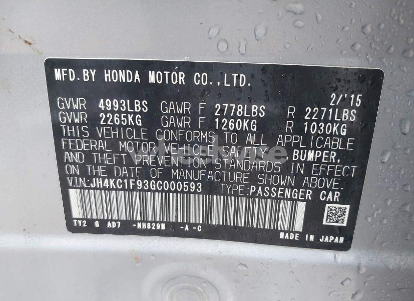 Photo 9 of 2016 Acura Rlx ADVANCE PACKAGE (VIN JH4KC1F93GC000593)