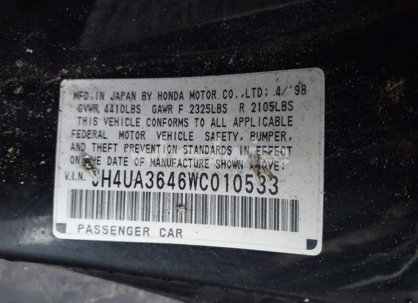 Photo 9 of 1998 Acura Tl 3.2 (VIN JH4UA3646WC010533)